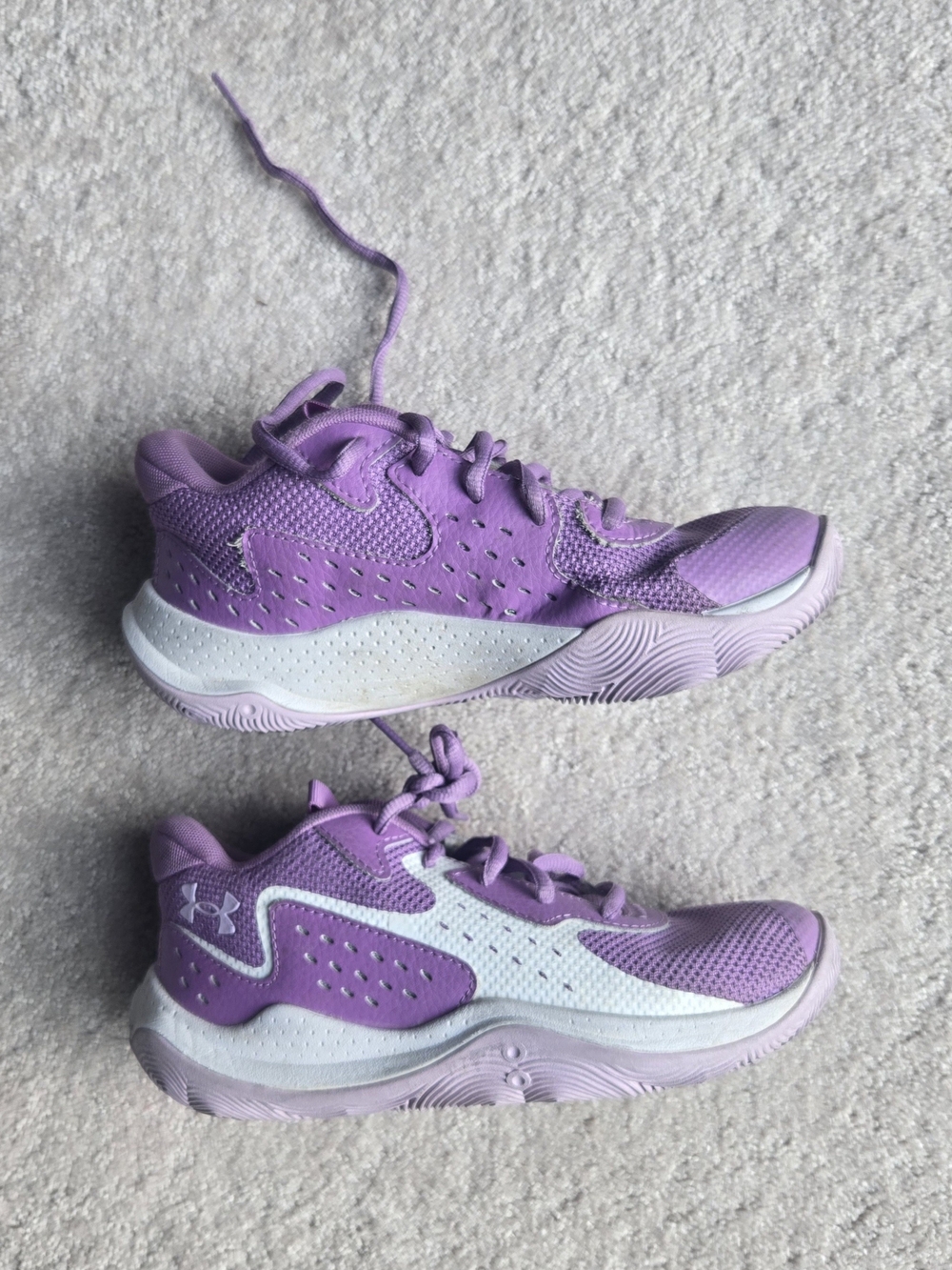 Under Armour Kids Purple and White Athletic Sneakers